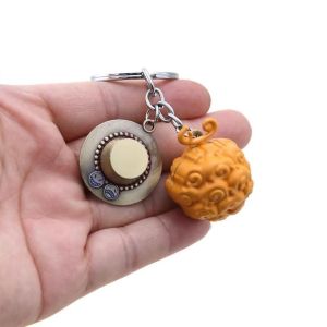 One Piece Metal Keychain Anime Luffy Ace Law Devil Fruit Keyring Pendant Car Key Holder Charm Gifts