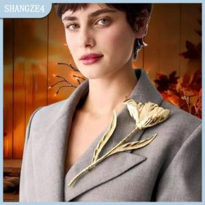 【SHANGZE4】 Cổ Điển Lớn Kim Loại Lá Hoa Trâm Cho Phụ Nữ Cô Gái Phóng Đại Thời Trang Phù Hợp Với Corsage Pins Phụ Kiện Đảng Đồ Trang Sức Quà Tặng