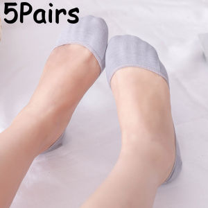 【♡Lovely girls house♡】5Pairs Women Cotton Boat Socks Silicone Non-slip Shallow Mouth High Heels Invisible Socks