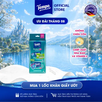 [LỐC 6 GÓI] Khăn ướt Mini Tempo Protect Ngăn Ngừa Vi Khuẩn cao cấp - Diệt khuẩn 99% - Thương hiệu Đức