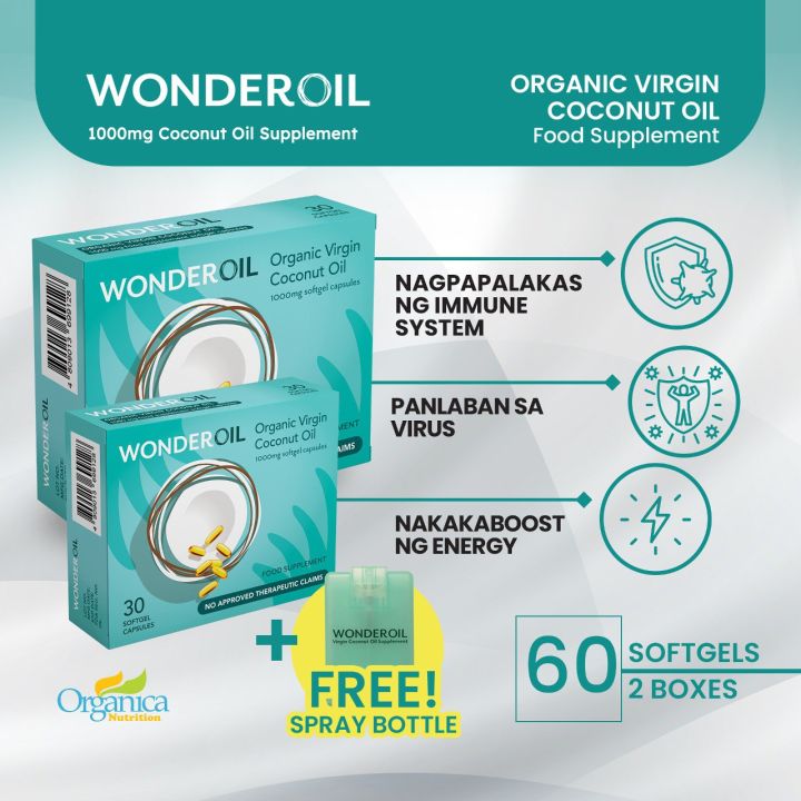 [VCO for Hair, Skin, and Immune System] WonderOil 1000 mg Organic VCO ...