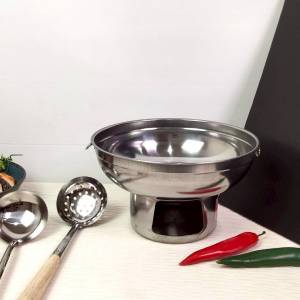 หม้อไฟ หม้อจิ้มจุ่ม แถม กระบวย และ กระชอนลวก 1คู่ ขนาด 20 ซม.22 ซม. หม้อไฟสแตนเลส หม้อต้มยำ