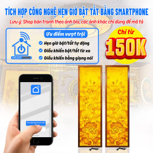 Đèn Hào Quang In Tranh Trúc Chỉ Hoa Sen Bộ Đôi Trang Trí Bàn Thờ Phòng Thờ Treo Tường TC-TD-01