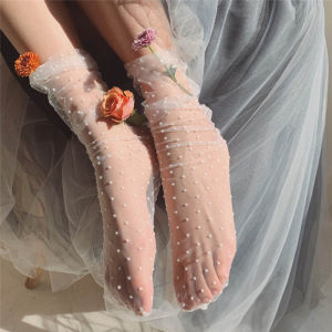 CHAOSON Transparent Chiffon Dot Female Mesh Stockings Tulle Socks Dress Socks Nylon
