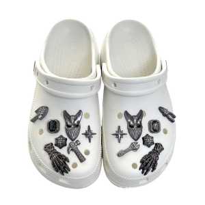 Crocs Jibbitz เครื่องรางแรดดำหัวเข็มขัดรองเท้าปีศาจถอดได้ตกแต่งโซ่รองเท้าสำหรับ Crocs