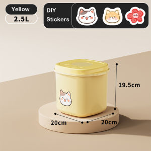 Pet Food Storage Box Negative Pressure Sealed Barrel for Cat Food and Dog Food with Measuring Cup and Stickers