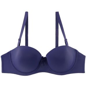 INTIMA Plus Size Bra for Women Strapless Invisible Bras Silicone Strips Antislip Underwire Push Up Underwear Seamless Bralette Smooth Half Cup Big Breast Wedding Dress Brassiere 40D