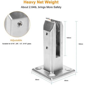 Heavy Duty Stainless Steel Glass Clamp Glass Holder Clamp Luxury Design Floor Glass Stand Fixed Glass Clip 304 Stainless Steel Glass Pool Fence Clip Floor Glass Holder Clamp Stand Fixed Fittings Clamp