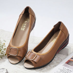 Giày Nữ Búp Bê Đế Xuồng 5cm TiTi ĐÔ Da Bò Thật Thời Trang Cao Cấp BBN2027