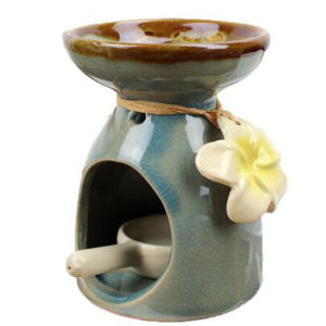 Ceramic Essential Oil Burner with Flower Decorated Aroma Burner Lamp Spa Yoga Hotel Supply Tea Light Candle Holder Home Decor
