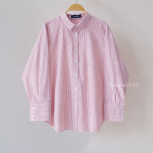 Bayleaf.id Prisia Striped Shirt / Atasan Bergaris / Kemeja Casual Wanita Motif Garis / Kemeja Garis / Kemeja Kerja