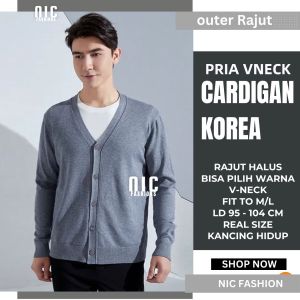 Cardigan Rajut Pria Fit to M/L Ricco - NIC Fashion / Cardigan Korea Rajut Pria Vneck
