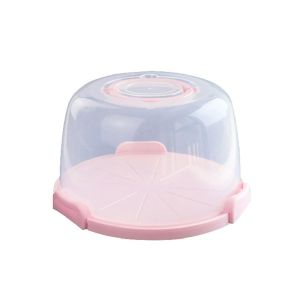 GUHEHARD Foldable Handle Plastic Cake Box Round 8/10 Inch Cake Case Food Storage Tray with Heightened Lid Cake Container Picnic