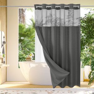 Waffle Waterproof Shower Curtain Anti-mildew Thickened Polyester Fabric Shower Curtain