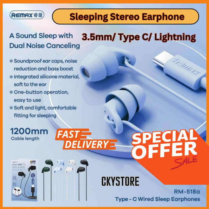 REMAX RM-518 In Ear 3.5mm / IP / Type C Sleeping Stereo Noise ...