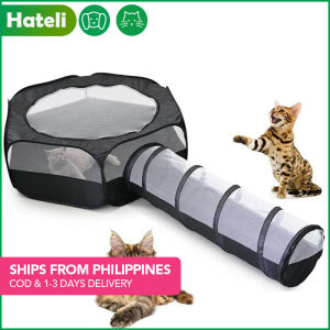 HATELI Foldable Cat Tunnel Tent Toy for Outdoor Indoor Collapsible Playpen Small Animal Playtent Hideaway Tent Interaction Tube for Cats Entertainment Toy