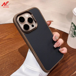 16Pro Max Carbon Fiber Case Luxury Slim Matte Shockproof Cover for iPhone 15 14 16 Pro Max Metal Camera Protection Armor Cover