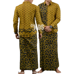 Setelan Koko + Sarung Batik Lengan Panjang Fashion Muslim Pria Terbaru Bahan Katun Premium LBSR