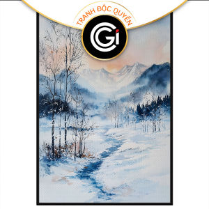 Tranh phong cảnh mùa đông màu nước. Tranh treo tường dán tường canvas trang trí. CGI-1797
