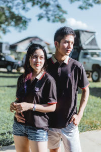 เสื้อโปโลชาย เสื้อโปหญิง สีดำ  IB เสื้อโปโลแขนสั้นลําลอง เสื้อคอปก เนื้อผ้าเบาบางใส่ระบายอากาศได้ดี