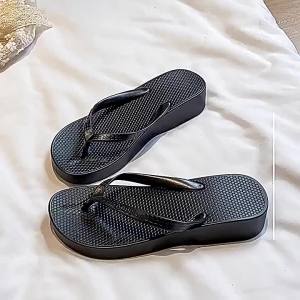 [Free Shipping] Desert-colored thick-soled flip-flops for women summer outdoor wear non-slip new model for bathroom bathing seaside and beach