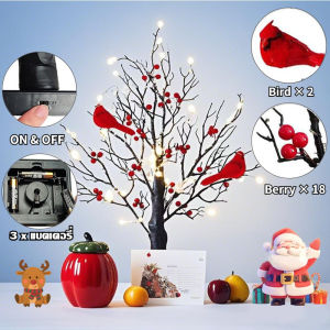 ต้นนกแดง ตกแต่งคริสต์มาส โคมไฟ LED ไฟเทศกาล สําหรับตกแต่งบ้าน 0.55m IP42 ควบคุมมือ _FashionPick