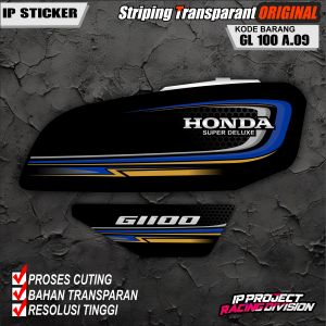 (COD) STIKER STRIPING ORIGINAL MOTOR HONDA GL 100 VARIASI DESAIN RACING HOLOGRAM DAN TRANSPARAN