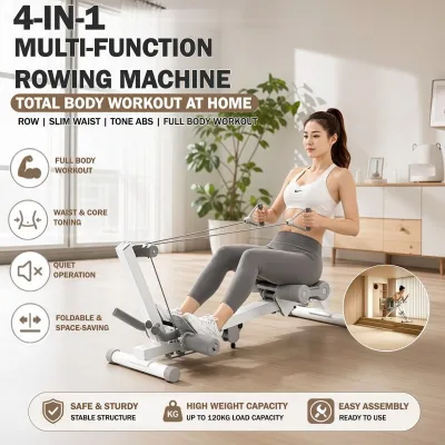 Foldable 4-in-1 Core Trainer - Ab Crunch Rowing Machine Compact Design for Efficient Home Workout