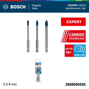 BOSCH 3-Piece Expert HEX-9 Hard Ceramic Drill Bit Set (5/6/8 mm)