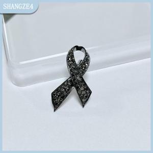 【SHANGZE4】 Hợp kim đơn giản màu đen trắng Ribbon Pin huy hiệu Trâm tang lễ tưởng niệm Pin tang huy hiệu phù hợp với quần áo trang sức phụ kiện