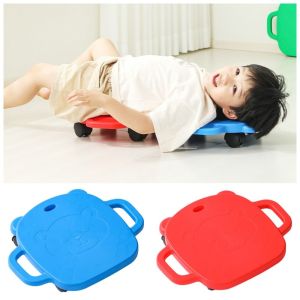 WENTIVV Wear-resistant Children 4-Wheeled Scooter Creativity Mute Design Motor Skills Scooter Sitting Board Safe Kids Balance Training Scooter Outdoor Sports