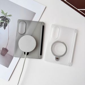 For Samsung Galaxy Z Fold 8 Wide Case Hard Transparent Double middle hinge Ring Stand Protective Back Cover For Z Fold 8 Shell