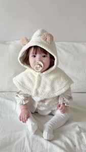 Baby hat for autumn and winter infant scarf neck warmer shawl all-in-one boys and girls padded childrens ear protection hat warm