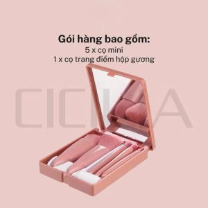 Set cọ trang điểm 05 cây kèm hộp đựng và gương soi cao cấp  Bộ cọ trang điểm - Phanhanh690