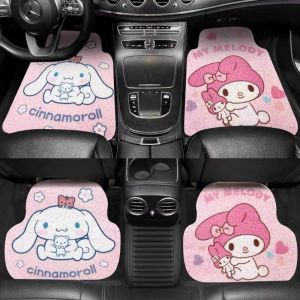 RJZ28 Silk ring PVC Easy Wash Waterproof Kuromi Protective Anti-dirt scraping Car Interior Cinnamoroll Kuromi Car Mat Car Floor Mats Dust Protection Pad My Melody Foot Pad