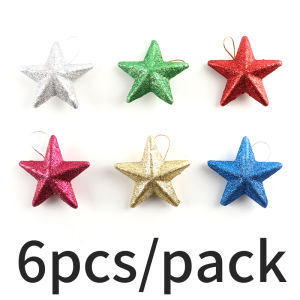 (6ชิ้น/ถุง) 7.36ซม. ต้นหอมสีสันสดใสโคมต้นคริสต์มาสดาวสีชมพูที่จับคู่ความรู้สึกออกแบบ