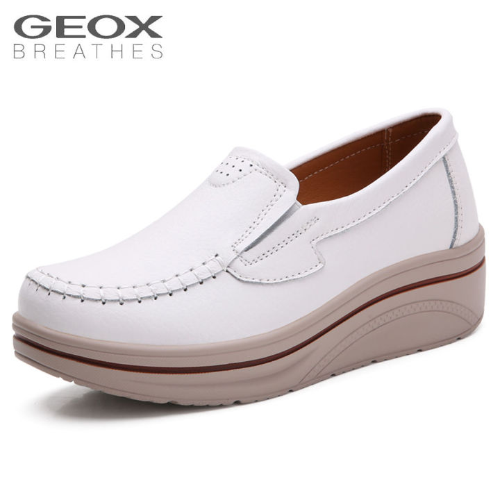 GEOX -Korean round-toe pumps students low-top flat shoes white shoes ...