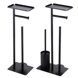 Freestanding Toilet Paper Holder With Multiple Functional Storage Shelf Without Tool Installation for Bathroom Bedroom Use