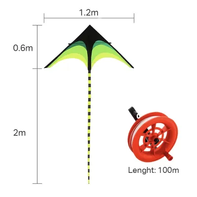🔥 Kite long tail rainbow color striped triangle Airplane kite reel for kite children cartoon kite