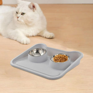 Elevated Pet Tilted Bowl Cat Dog Stainless Steel Feeding Double Cat Bowl Tilted Dog Food Basin Mangkok Makan Haiwan