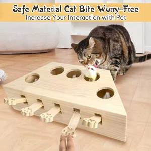 Fun Whack A Mole Game Exercise Indoor Outdoor Wood Puzzle Toy for All Ages Cats
