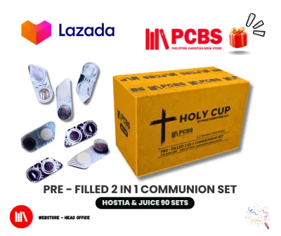 PCBS Communion Pre-Filled 2 in 1 Set (90 SETS HOSTIA & JUlCE) Sacramental Bread & Juice for Churches