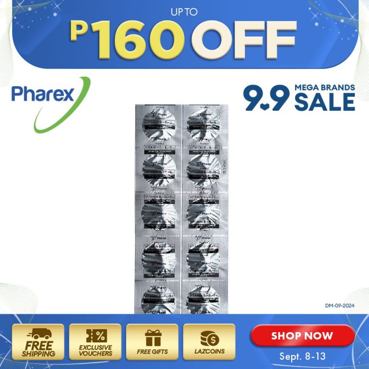 Pharex 10 Tablets, Vitamin B1+B6+B12 For vitamin B