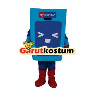 Kostum maskot badut my pertamina perusahaan setelan dewasa lucu