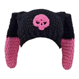 Mũ tai mèo thủ công Y2K cô gái ngọt ngào Mũ len mũ áo len chui đầu nữ mũ gắn cục bông tròn mùa thu chống Mũ đan dễ thương