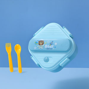 Cartoon Lunch Box Square Compartmentalized Lunch Box Portable Microwave Safe for Students Lunch Box with Spoon/Fork
