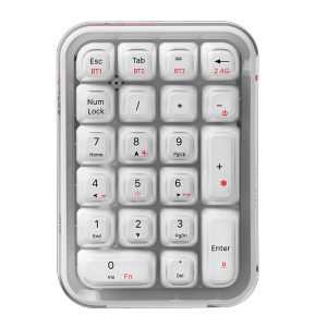 FANTASY T MALL MOFii SK-724 Crystal Transparent RGB Lighting Dual-mode Numeric Keyboard Wireless Bluetooth Rechargeable Numeric Keypad Built-in 400mAh Battery Translucent Double-layer Keycaps Smart Auto Sleep Compatible with PC Laptop Android Tablet MacOS
