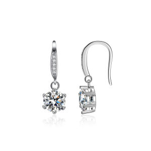 LOVETIA Anting Moissanite Wanita 1.0 Ct Anting Aesthetic Perak Asli 925 Earring Jewelry Sertifikat GRA BTEZ011