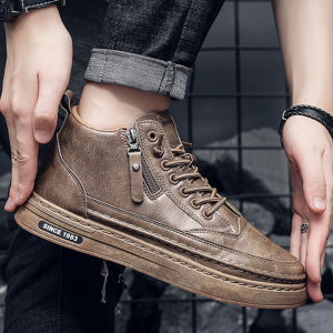 ลําลองผู้ชาย พื้นหนานุ่มเท้า รองเท้าบูทมาร์ตินลําลอง สบาย หนังสวย