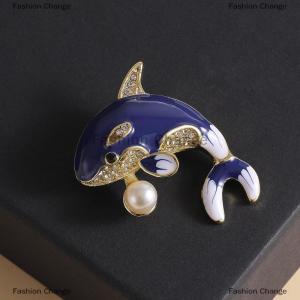 [COD] Fashion Change Fashion Drip Oil Pearl Blue Dolphin Brooches Pin For Women Clothing Coat Accessries Gifts